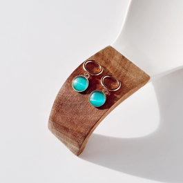 Heliophilia Silver Pendientes Maldives Dorado y Turquesa en Acero Inoxidable 316L